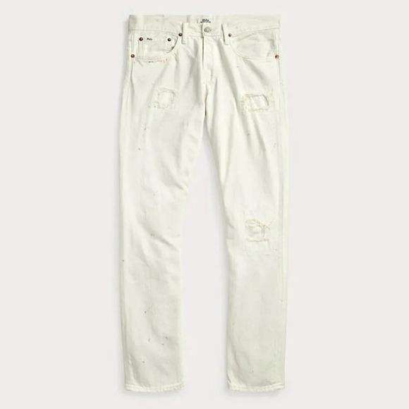 Polo Ralph Lauren Men's Sullivan Slim Distressed Jean White Size 38 (MSRP $198) - Picture 1 of 9